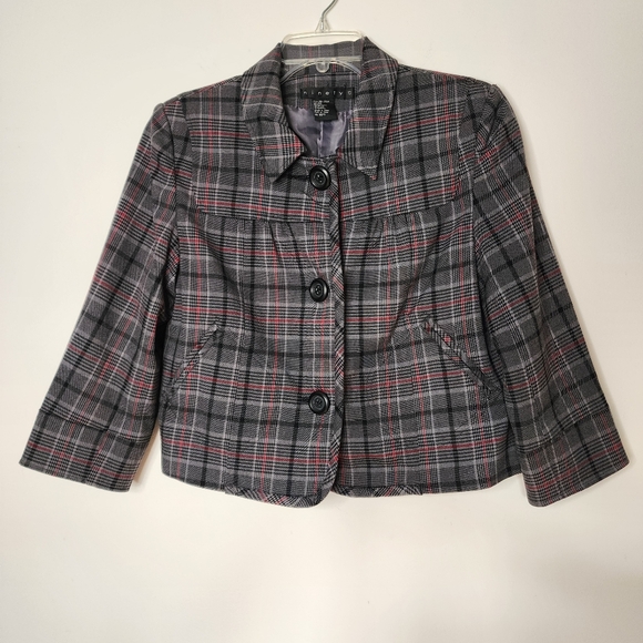 Ninety grey plaid cropped blazer women's 10 - Picture 4 of 11